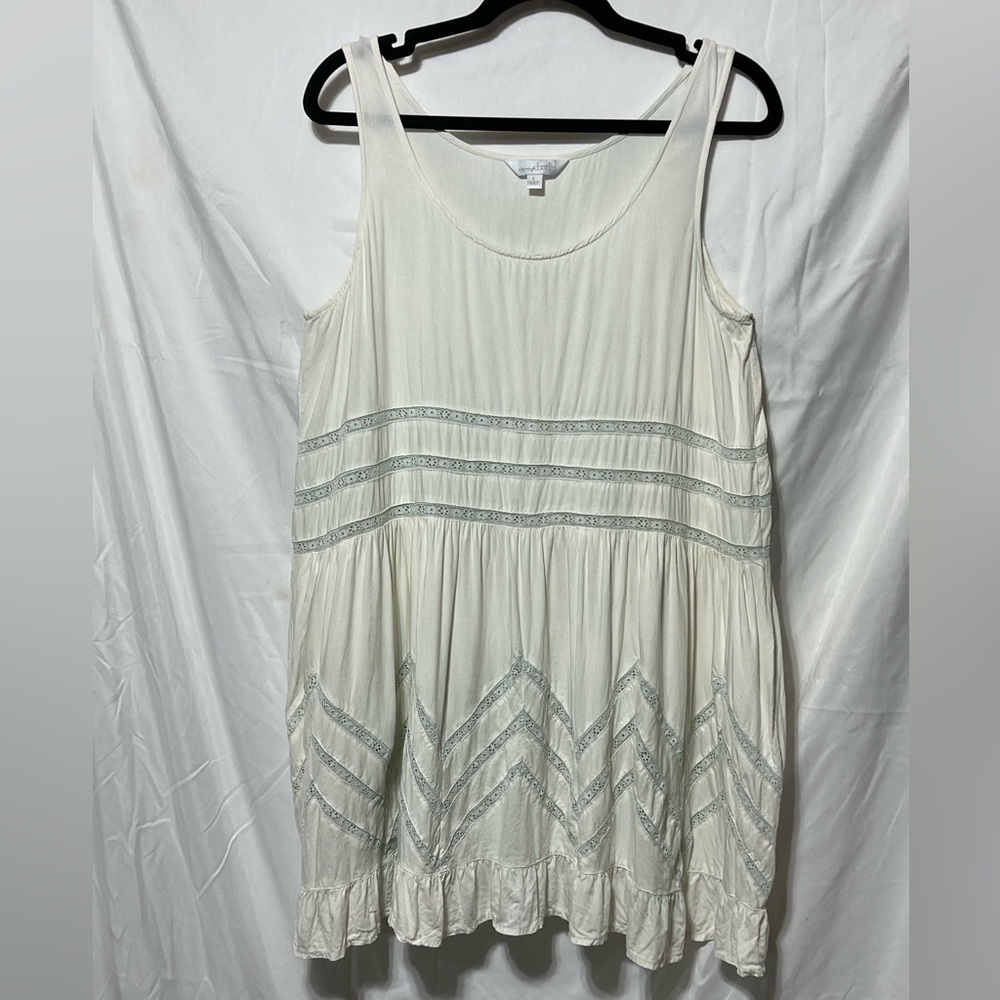 Charming Charlie cream and blue lace ruffle dress/slip